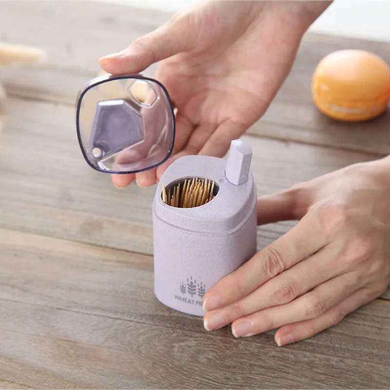 Новый модный из пшеничной соломы автоматический держатель зубочистки контейнер