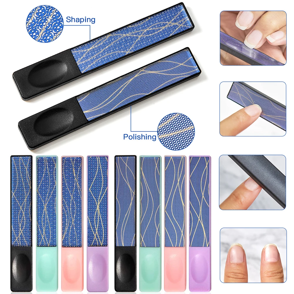 

MEET ACROSS 8Pcs/set Professional Nano Glass Nail File Durable Nail File Double Side Sanding For UV Gel Polish Manicure Tool