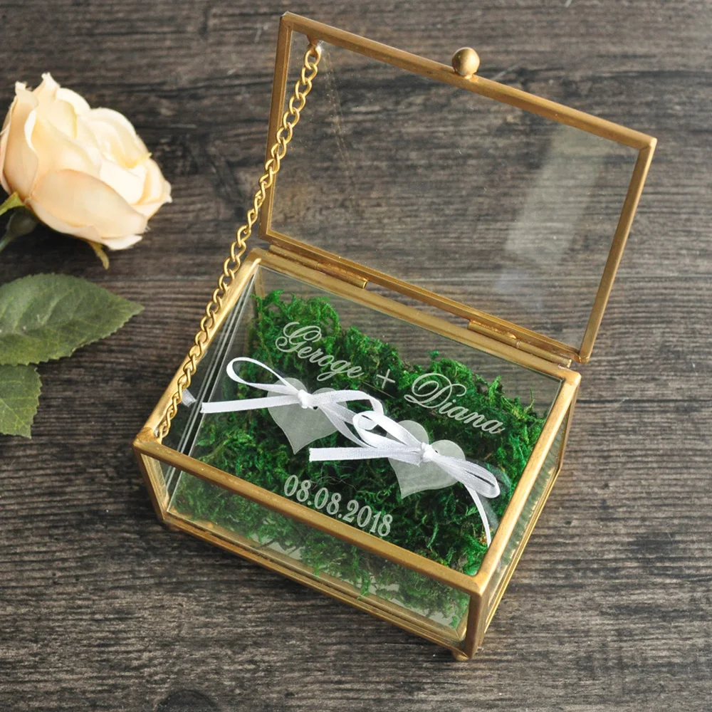 Caja rustica del portador anillo de boda caja geometrica sostenedor cristal la anillo|Украшения своими руками для