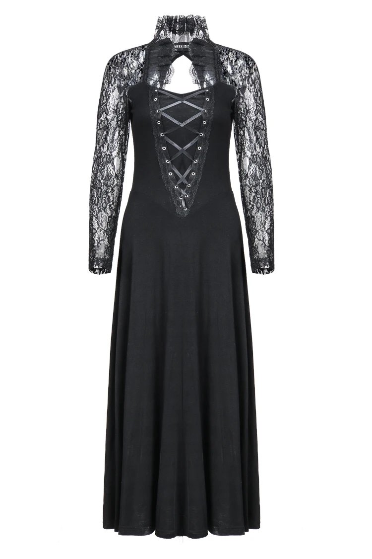 Darkinlove женское винтажное готическое кружевное длинное платье кружевные рукава