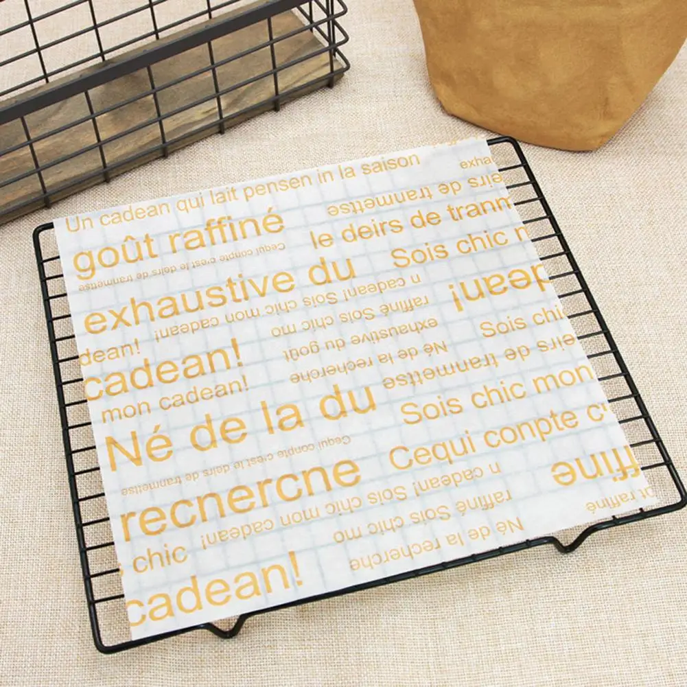 50Pcs/Set Practical Oil-proof Paper Decorative Easy Cut Food Word Pattern Baking Package Wrappers for Home Creative Burger - купить по