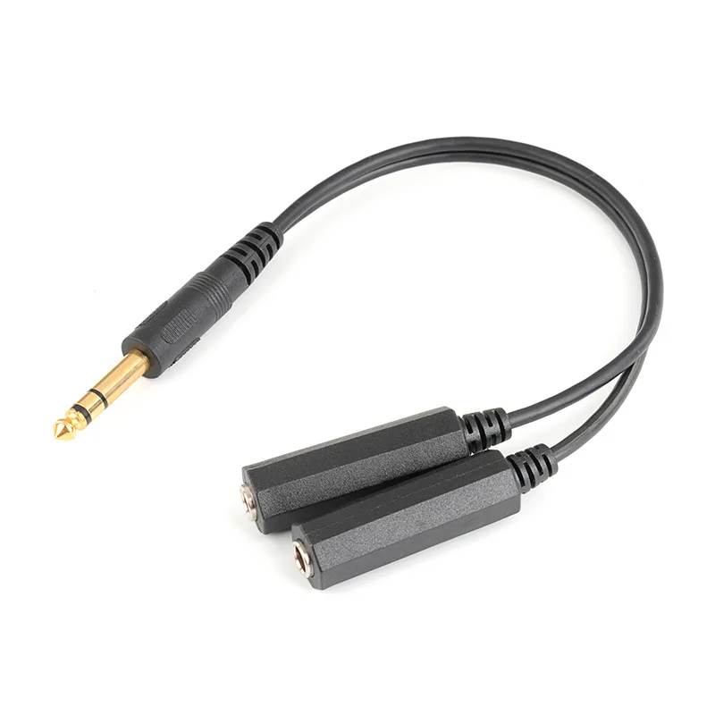 

2 in 1 6.35mm to Dual 6.35mm Male to Feamle Audio Cable Adapter 6.5 6.35 Jack Stereo 1 X 2 Y Splitter 20cm Converter Amplifier