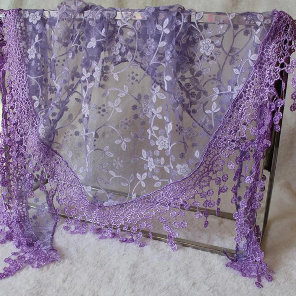 Женская кружевная шаль элегантная однотонная красного и розового цвета с