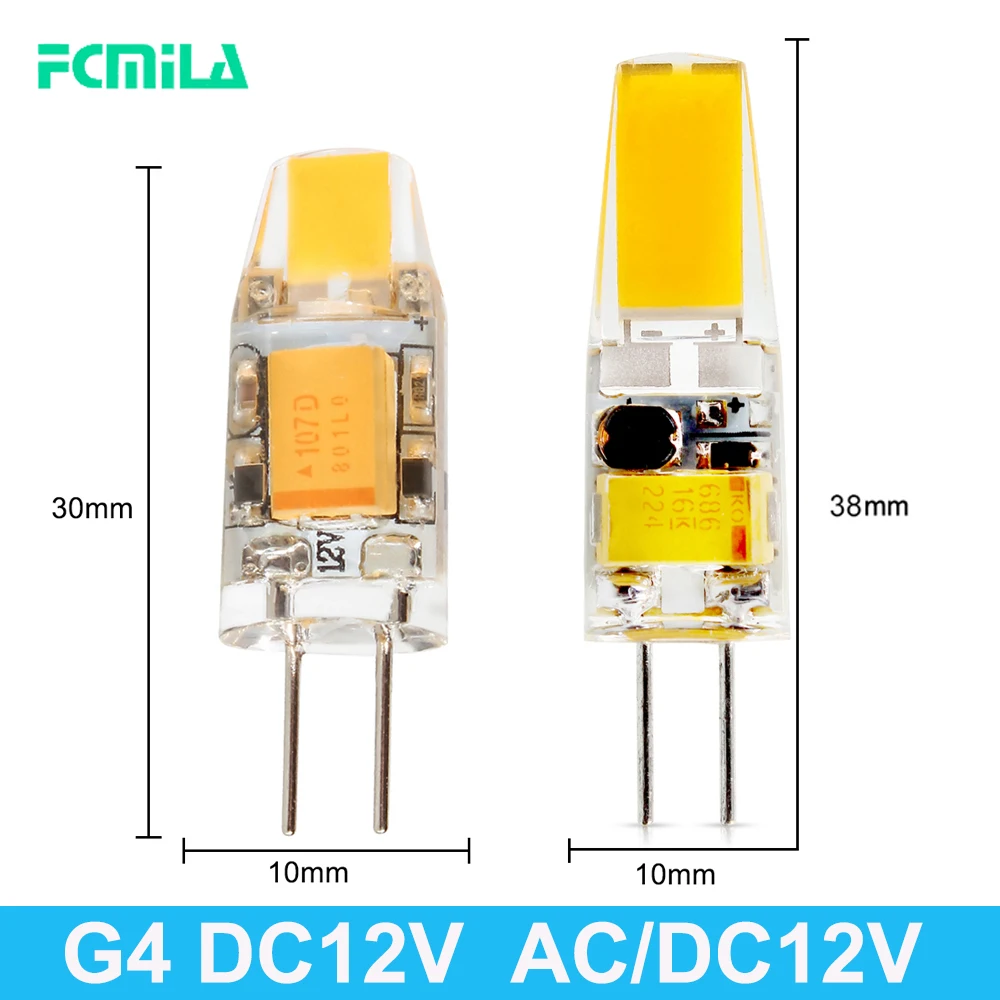 Buy LED Bulb Silicone Crystal G4 Mini bulb AC/DC12V DC12V 1W 1.5W COB SMD Dimmable Lamp replace 20W Halogen Spotlight Chandelier on