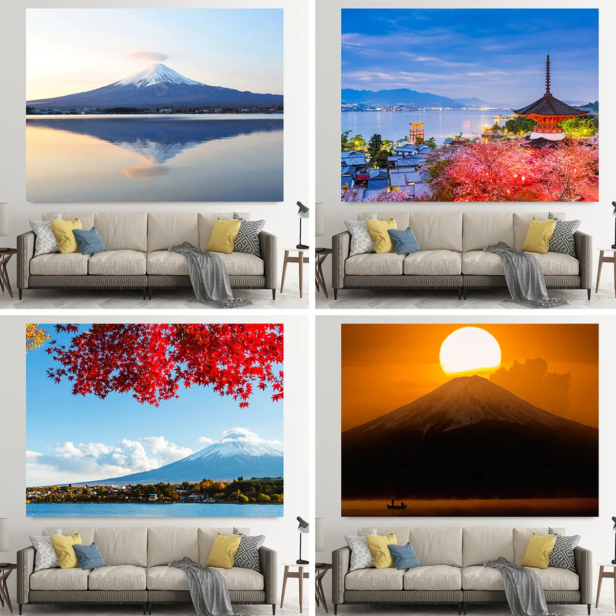

Mount Fuji Living Room Tapestry Natural Scenery Hanging Cloth Bedroom Bedside Background Wall Cloth Photo Cloth Farm Decoration