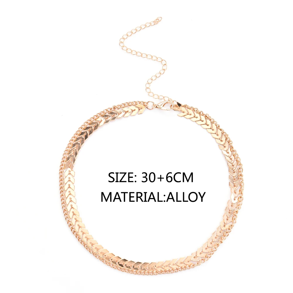 

Fashion Women Lady Elegant V Sequins Chain Necklace Bib Party Double Layer Necklace Jewelry Choker Necklace