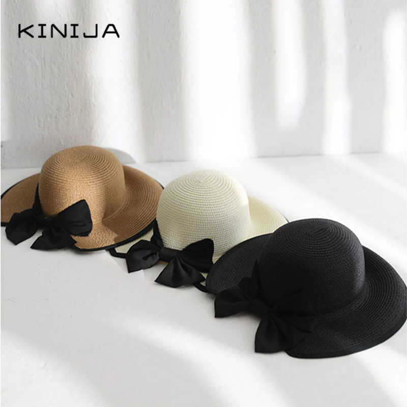Гавайская соломенная шляпа с бантом от солнца для отдыха и путешествий в стиле