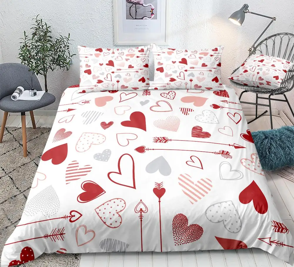 Набор пододеяльников с сердечками набор постельного белья ко Дню Святого