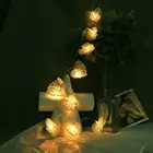 Сказочная Рождественская светодиодная гирлянда 102040 светодиодов на батарейках из ротанга с сердечками для рождества, Нового года, свадьбы, дня рождения