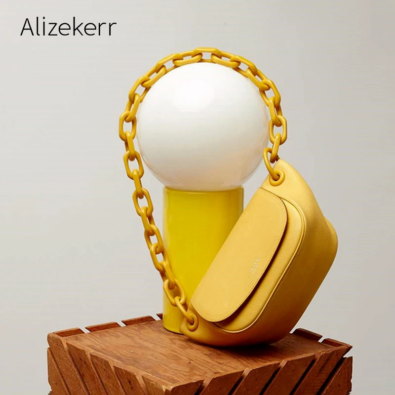 Ретро акриловая цепь нагрудная сумка для женщин 2019 Корейский досуг седло PU Сумка