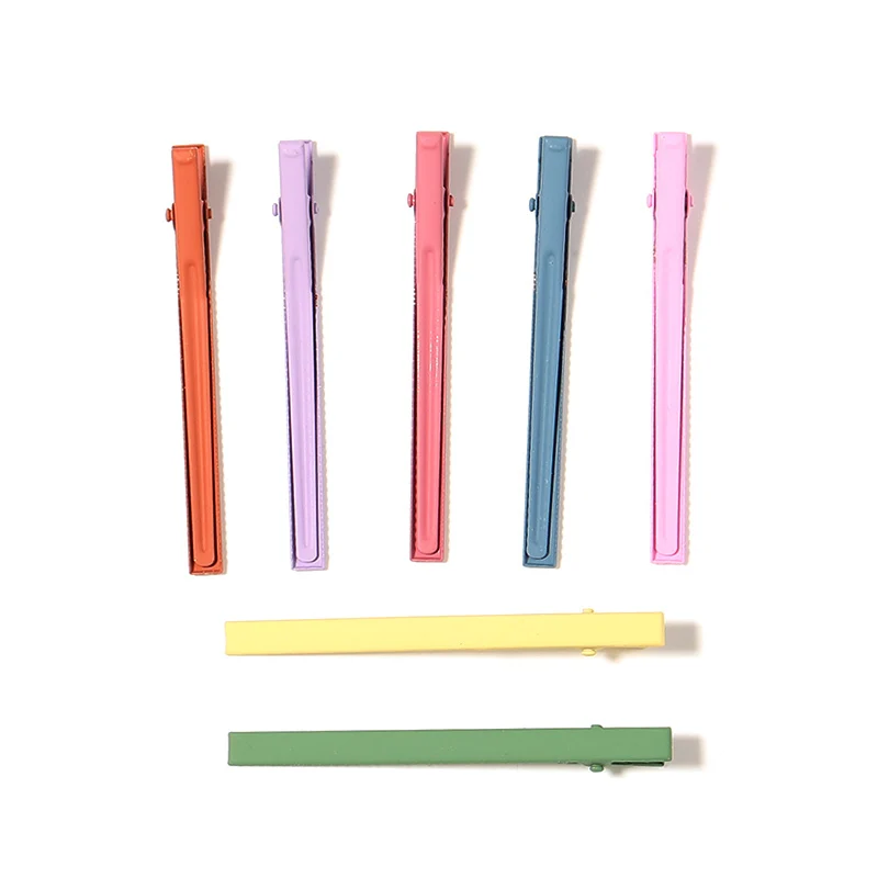 

7pcs Iron Paint Multi-color Duckbill Hair Clip 78x6.5mm For DIY Hair Accessories to Woman/Girls Festivel Gifts