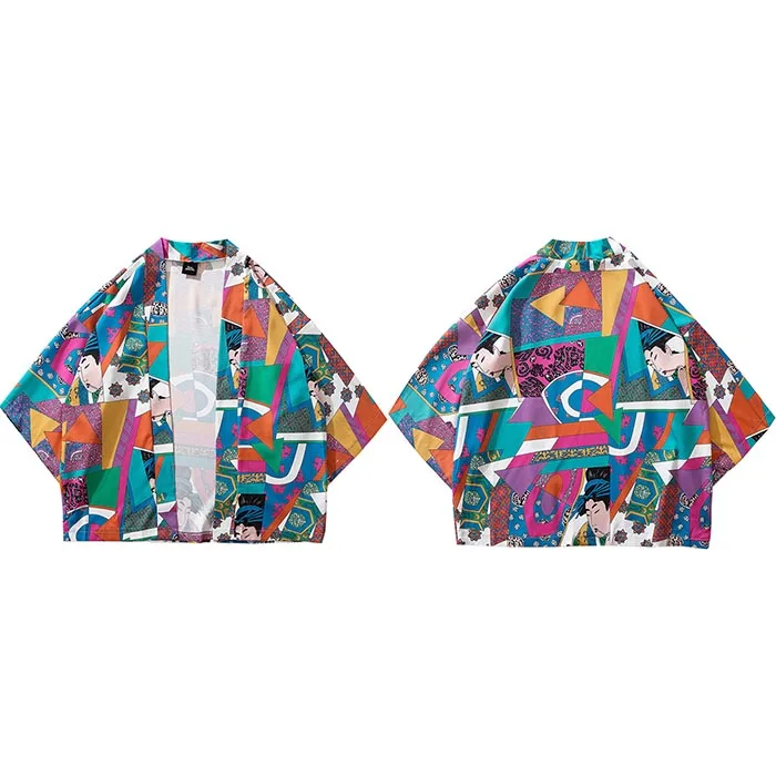 A2270026 Японские Ukiyoe куртки типа кимоно мужские Harajuku уличная куртка пальто весна лето хип хоп тонкое платье японский стиль хипстер - Цвет: A2270026