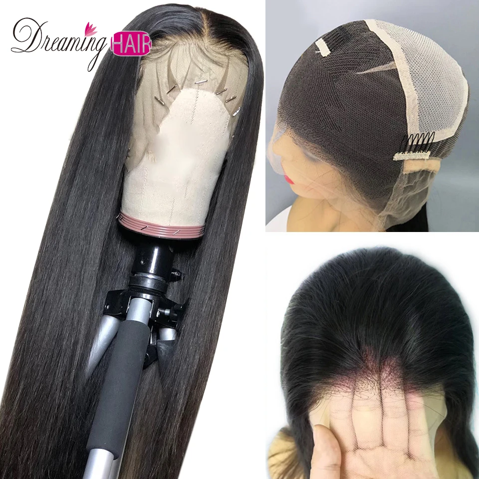 Парик на сетке с прозрачными прямыми волосами без клея | Шиньоны и парики