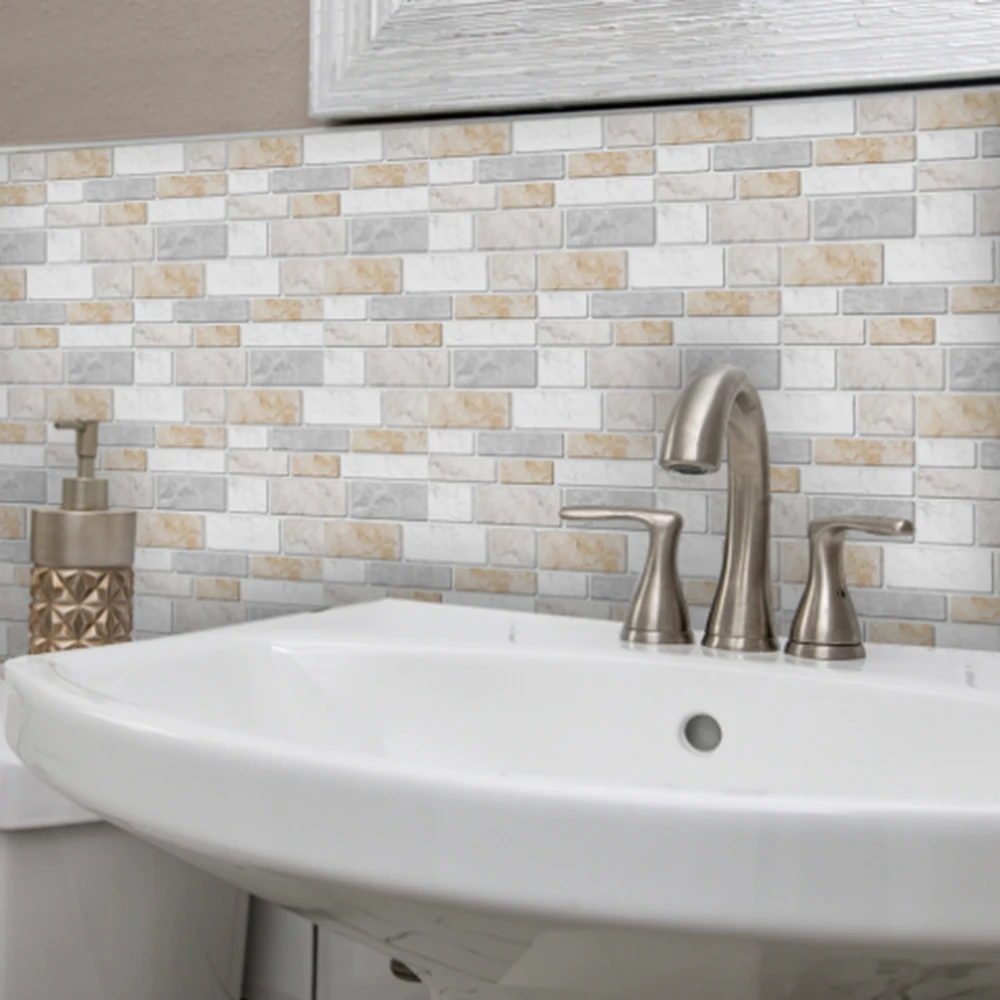 Кухня Ванная комната ПВХ имитация Мрамор кирпичная стена плитка водостойкая