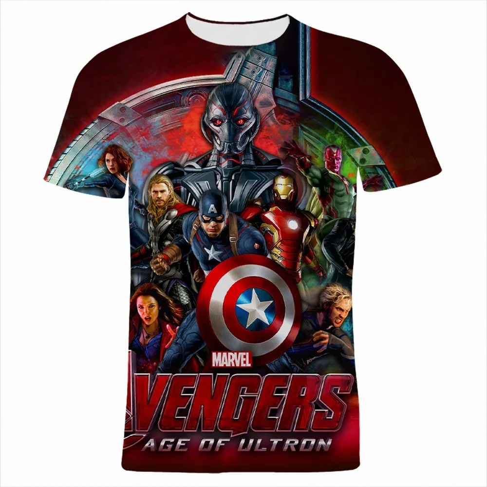 

Summer T-shirt Marvel Avengers Cartoon 3D Printing Children's T-shirt Men's Women's Fashion Oversized T-shirt Men's Clothing Ton
