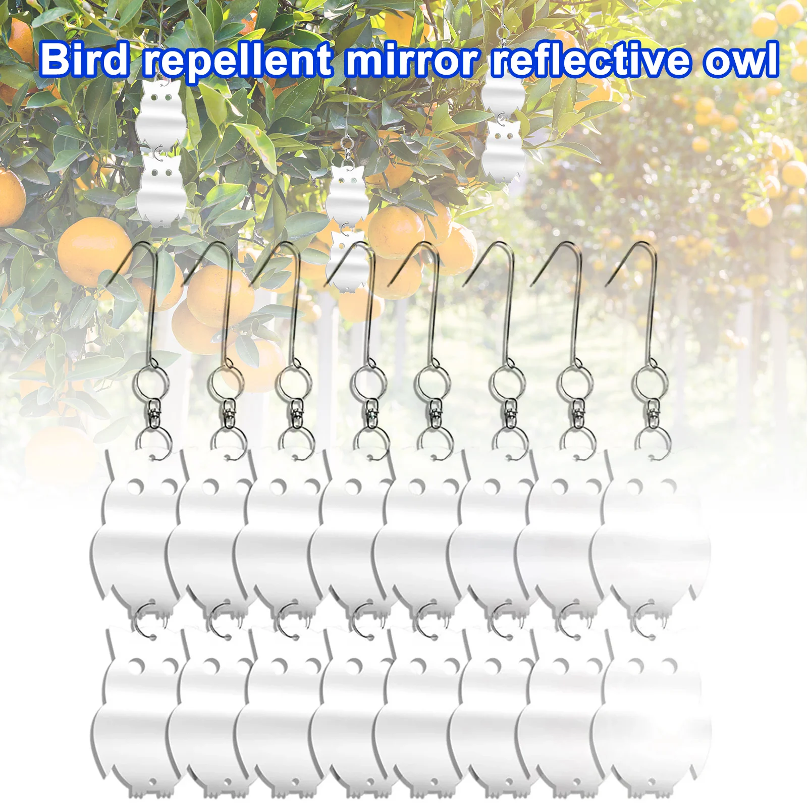 

8 PCS Reflective Bird Repellent Owl Shape Bird Scare Pendant for Window Outdoor Orchard Keeps Birds Away Double-sided PL