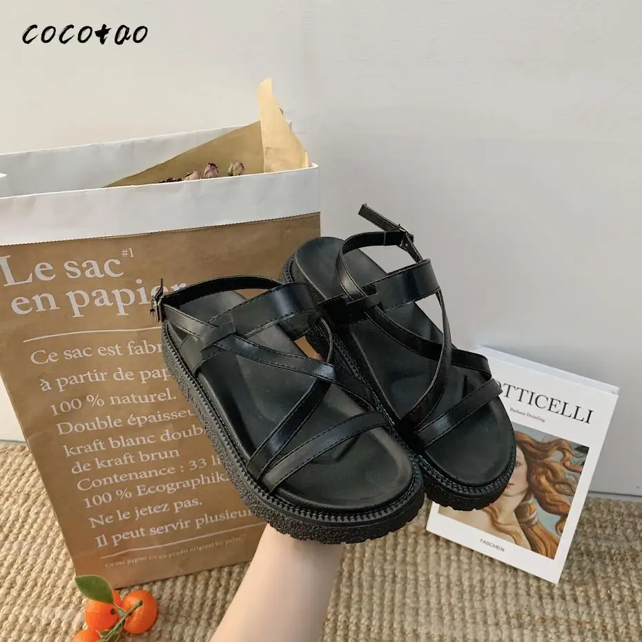

Roman Sandals 2020 New Student Fashion Comfortable Harajuku Style Retro Ins Wild Chic Summer Female Word Buckle