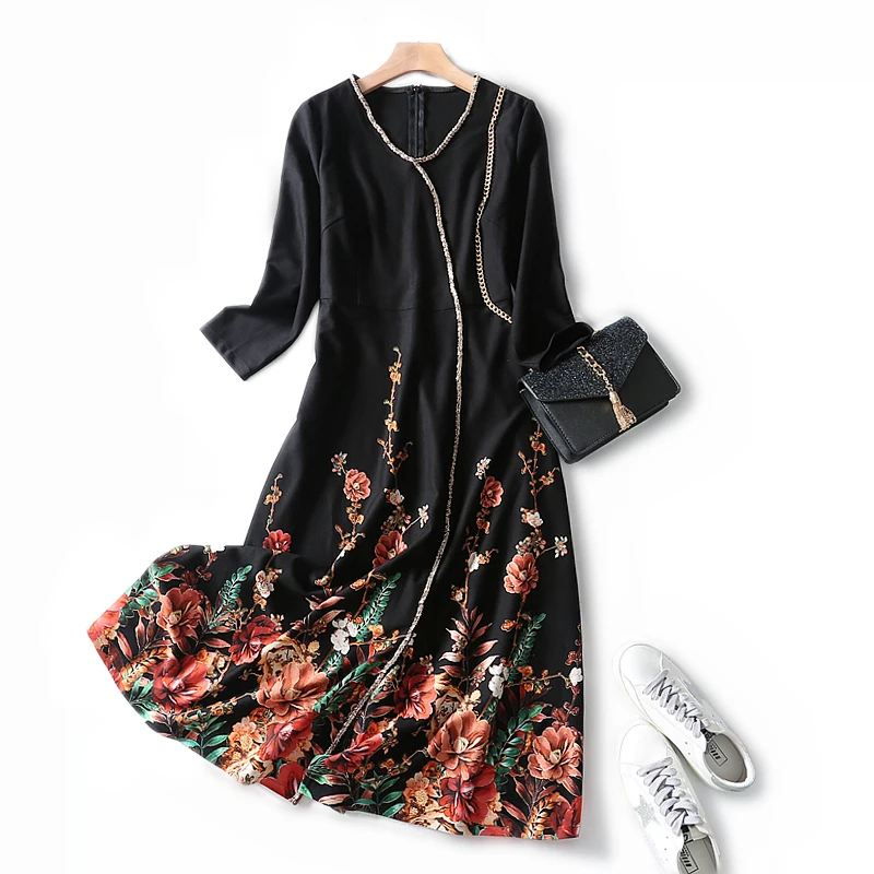 Роскошное модное винтажное Цветочное платье высокого качества тонкое и изящное