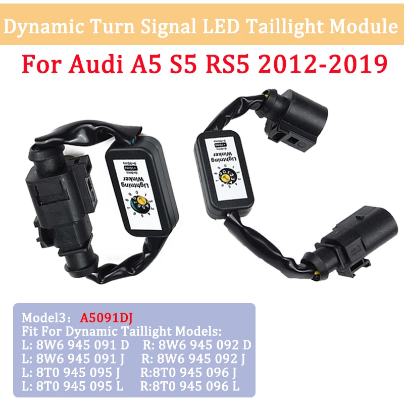 

2x Dynamic Turn Signal Lamp Add-on Module Wire Harness A5091DJ For Audi A5 S5 RS5 2012-2019 LED Left & Right Tail Light