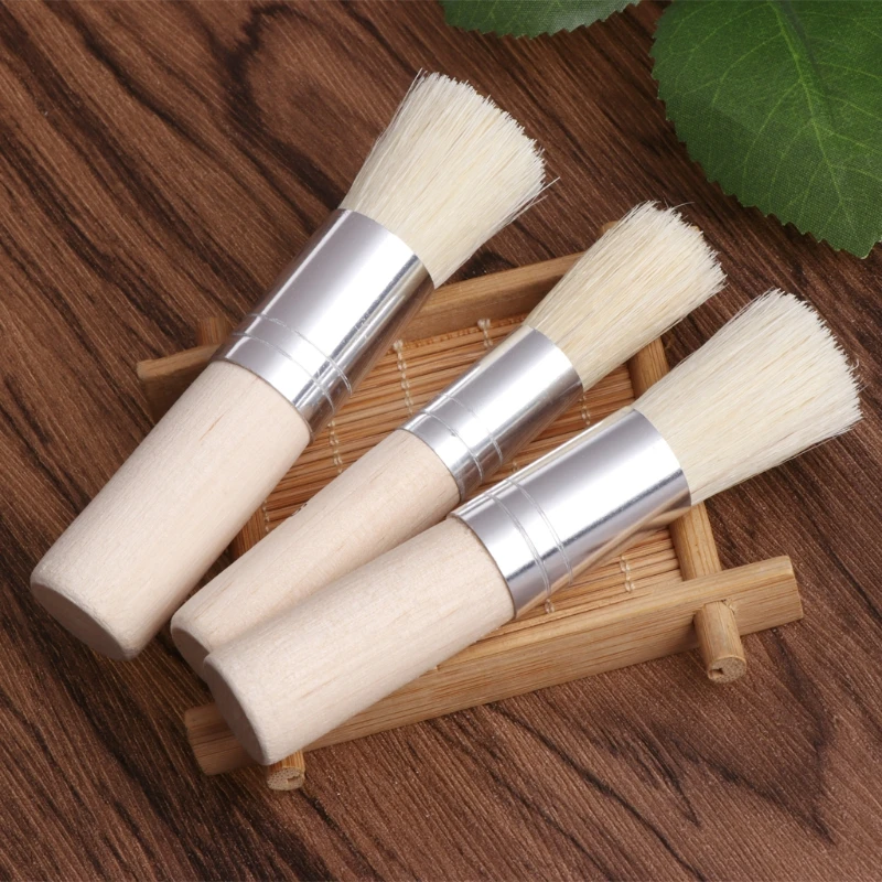 

3Pcs/Set Wooden Stencil Brush Hog Bristle Brushes Acrylic Watercolor Oil Painting Dropshipping