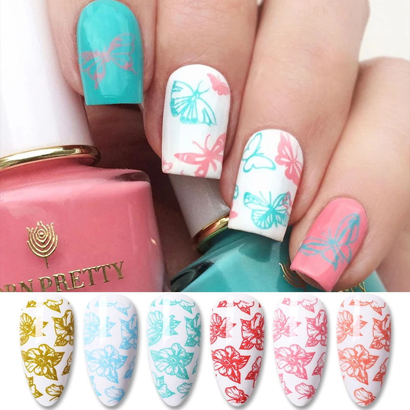 BORN PRETTY Макарон серии ногтей штамповки польский 6 мл синий и красный цвета розовый