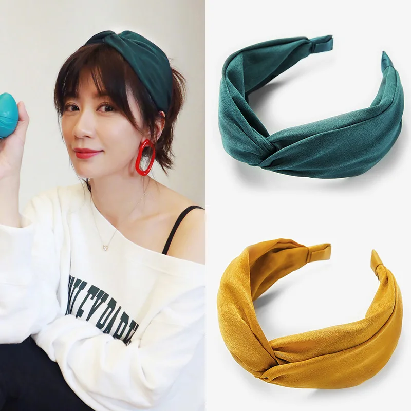 

New style hair accessories Korean fabric head buckle solid color headband female head accessories Wide headband
