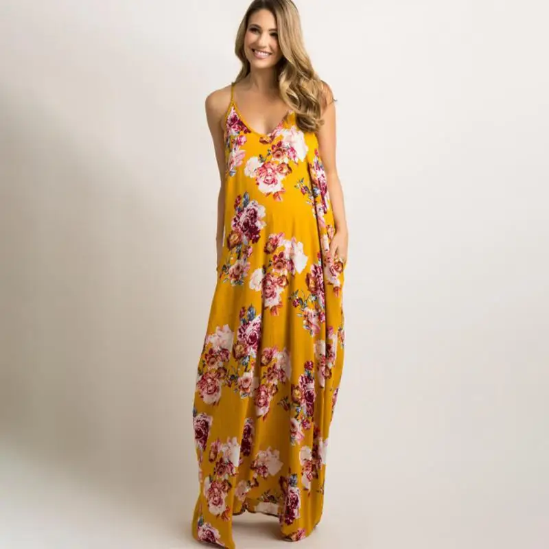 

Maternity Dresses Elegant Pregnancy Dress Casual Floral Printed Ruffles Falbala Sundress Summer For Pregnant Maternity Clothes