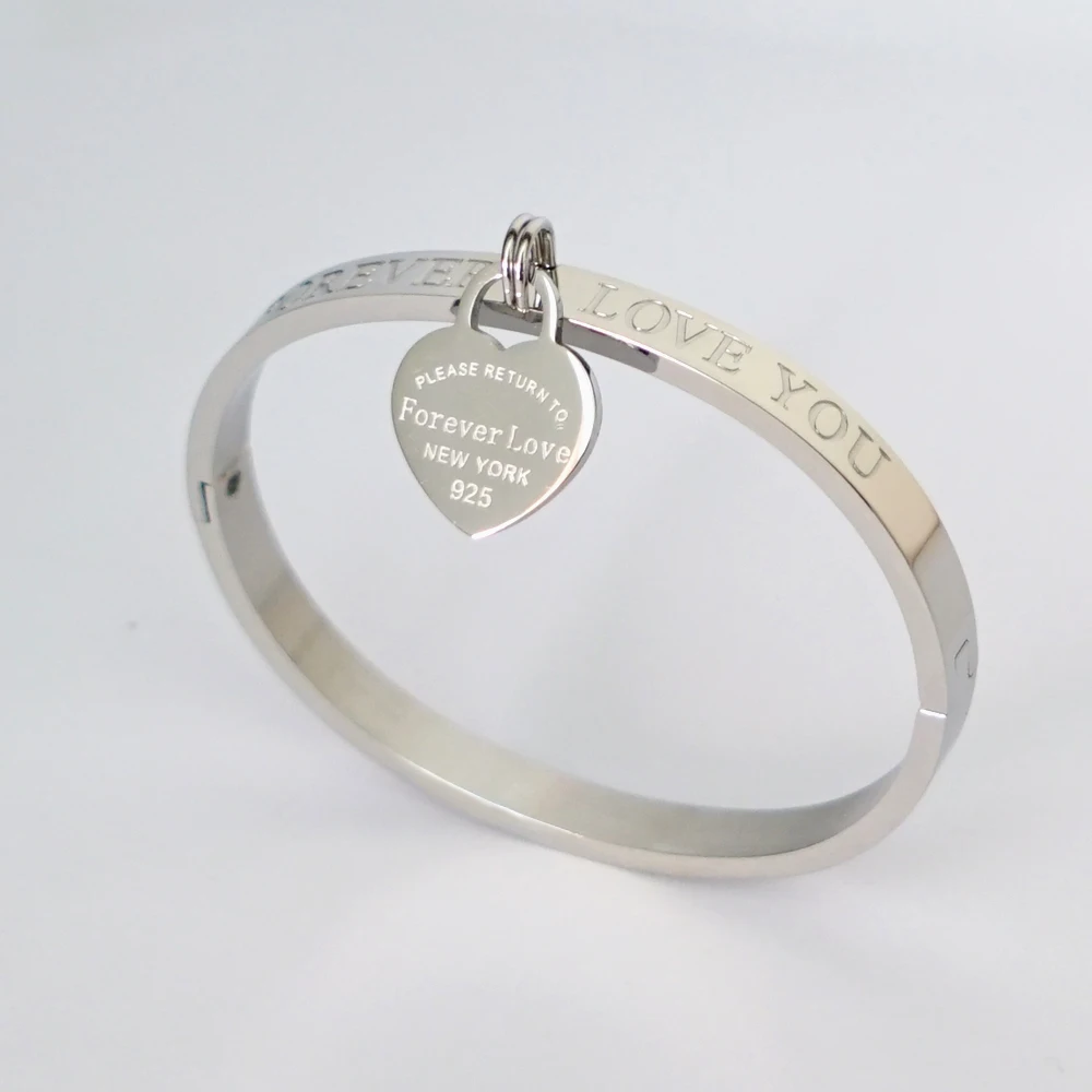 Высокое качество pulseira feminina, очаровательный браслет с сердечком, браслет для женщин, модный, нержавеющая сталь, роскошный бренд, ювелирное изделие, подарок - Окраска металла: 6mm-Silver-17cm