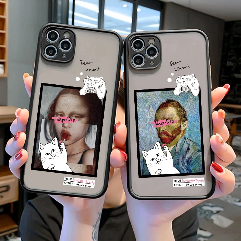 

Fashion Art oil painting Cellphone Bumper Clear Matte PC Back Phone Case For iphone 11 12 13 Pro XSMax 6s 7 8Plus X XR SE20 case