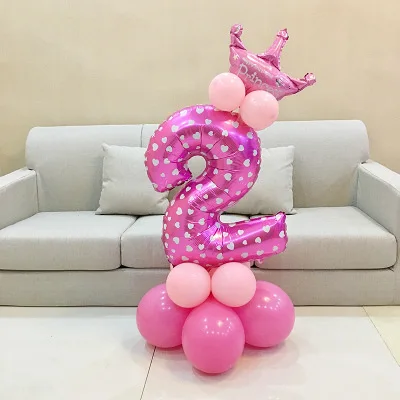 Pink 2 1 комплект воздушные шары в форме цифр номер Фольга воздушные шары на день рождения, свадьбу, Рождество вечерние Декор поставки на день рождения воздушные шары - Цвет: Pink 2