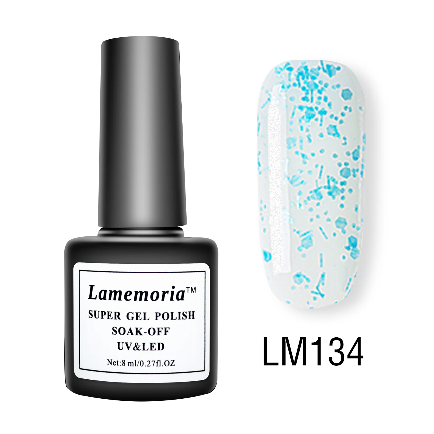 LM134 Lamemoria, 8 мл, синий блестящий Гель-лак для ногтей, гибрид, УФ Гель-лак, лаки для маникюра, основной дизайн, маникюр, Нейл-арт, топ, Nagellak - Цвет: LM134