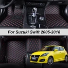 Кожаные автомобильные коврики на заказ для Suzuki Swift 2005, 2006, 2007, 2008, 2009, 2012, 2013, 2018, коврики, накладки для ног, аксессуары