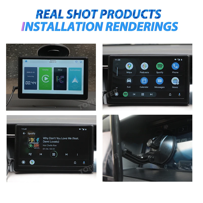 Billig 7 Inch Touch Screen Auto Tragbare Drahtlose Apple CarPlay Tablet Android Multimedia Bluetooth Navigation HD1080 Stereo Linux