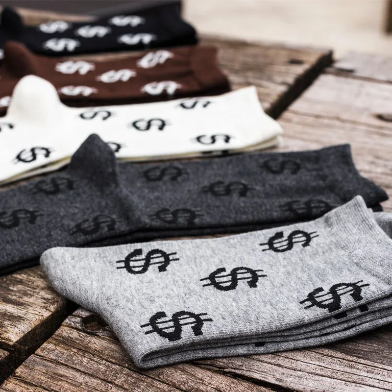 

NEW 1 Pair Thermal Socks Winter Warm Funny Dollar Print Men Causal Thicken Socks Crew Sportswear Cotton Black White Socks New