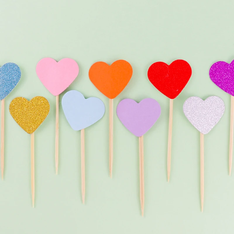 Cakelove 10 шт. ручной работы прекрасный розовый Золото Серебро Сердце украшения для