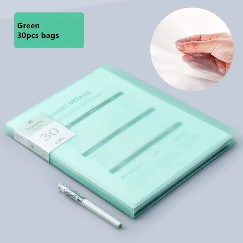30PCS Bag Green 30 60 80 страниц A4 папка для файлов музыкальная смотровая бумага Органайзер сумка для хранения стол сумки для документов лист протекторы чехол канцелярские принадлежности - Цвет: 30PCS Bag Green