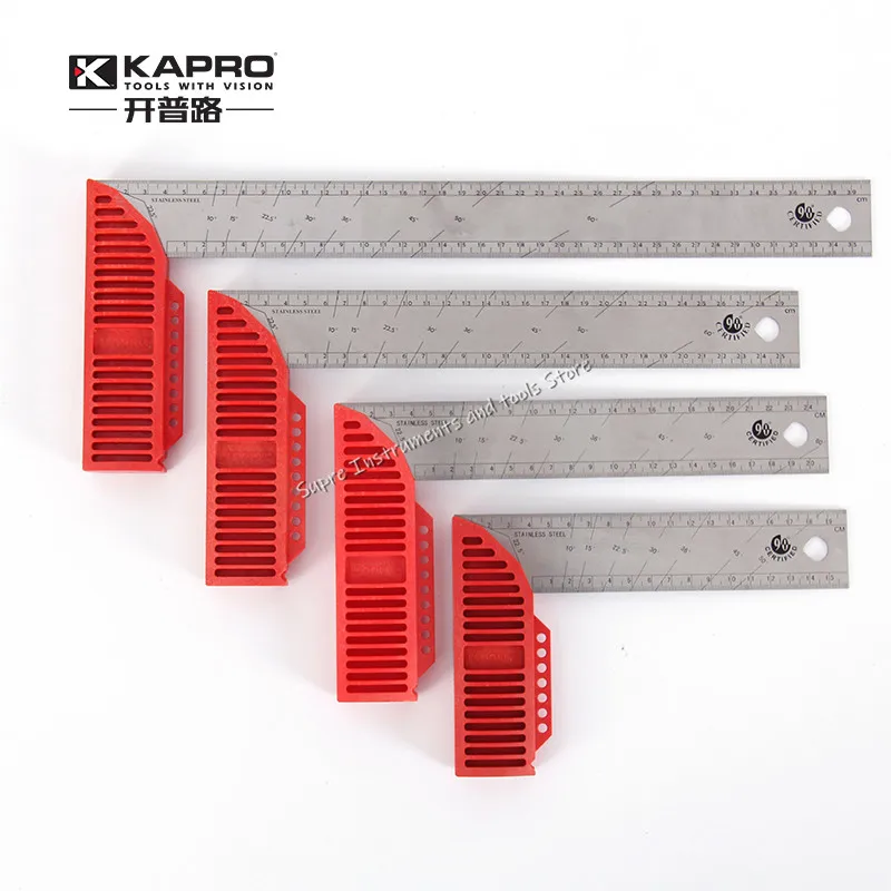 KAPRO Multi Function Rectangular Ruler For Woodworking 90 degree Stainless Steel Thickened Line Marking Tool | Инструменты