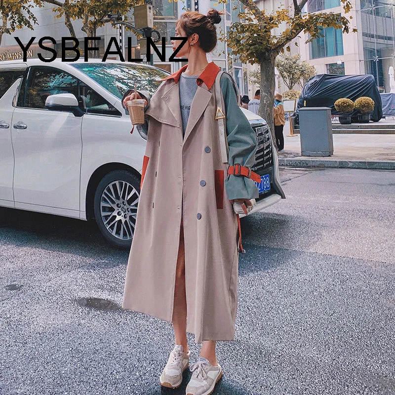 

Women Trench Coat Vogue Fall Winter Casual Cotton With Over Size Vintage Long Coats Overcoats Top Double Breasted Outwear Kpop