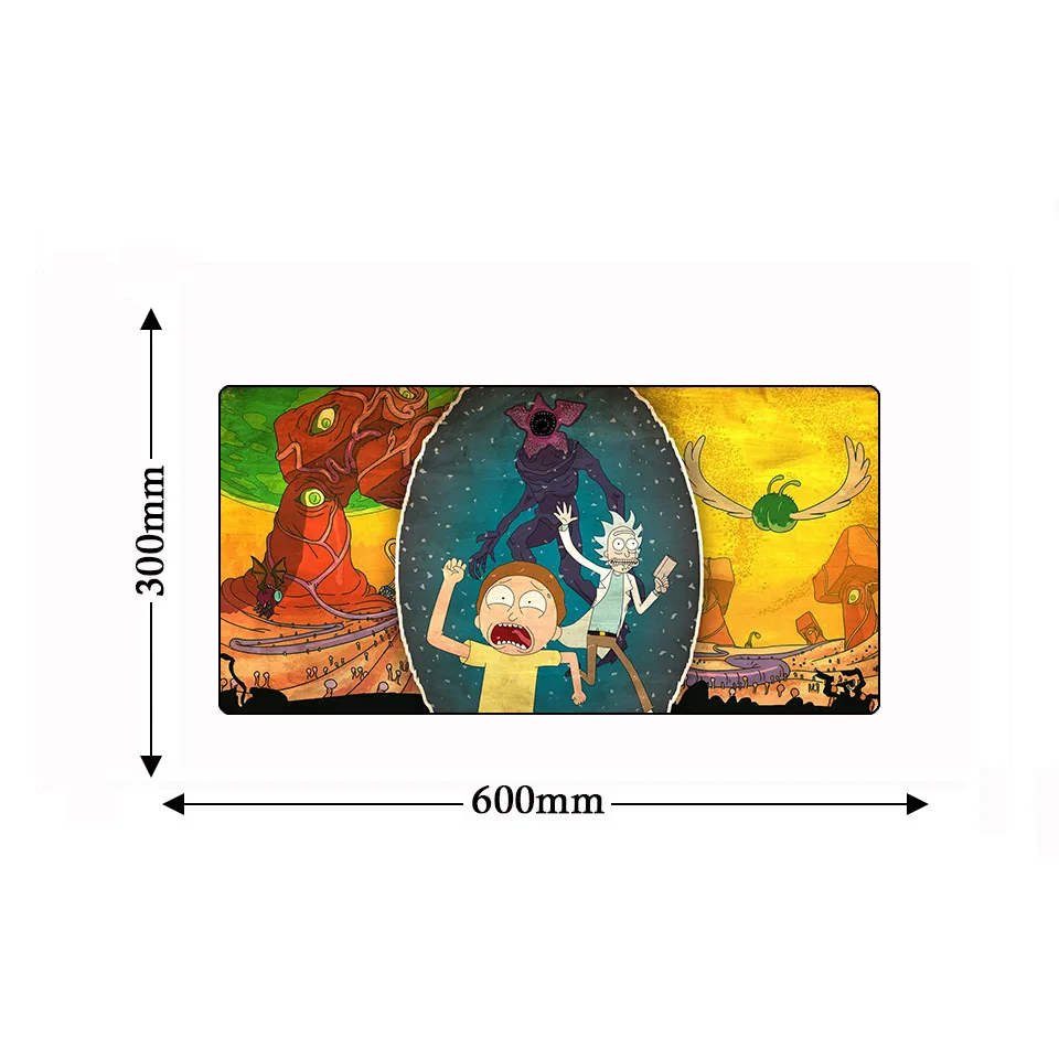 Большой Противоскользящий коврик для мыши компьютера аниме Рик Морти 600*300 мм