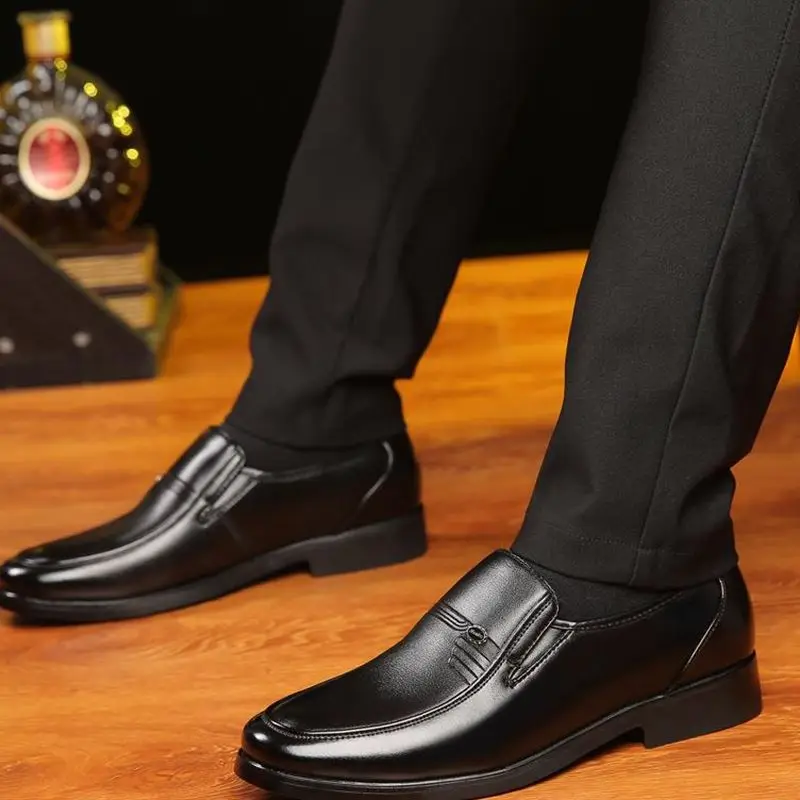 Мужские деловые туфли черные оксфорды из кожи свадебные лоферы обувь для мужчин