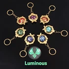 Брелок для ключей Genshin Impact Eye of God, 7 элементов, Pyro Cryo Anemo Geo Electric Dendro Hydro логотип, светящийся сплав, брелок для ключей
