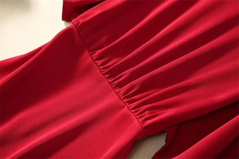 

Princess Style Dress 2020 High Quality Runway O-Neck Short Sleeve Solid Elegant Dress Vestido NP0961J