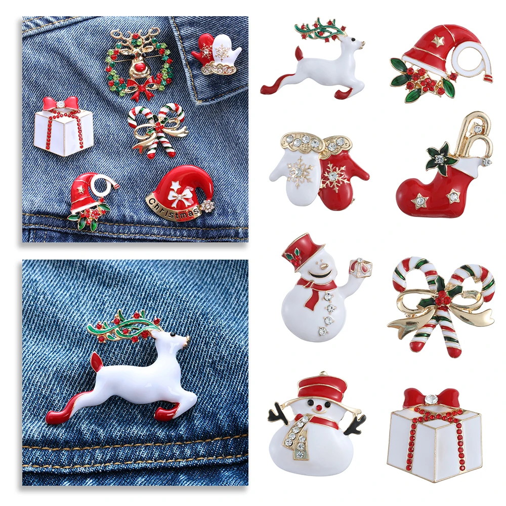 Рождественская брошь булавка Веселый милый Санта Клаус конфета эмаль шляпа