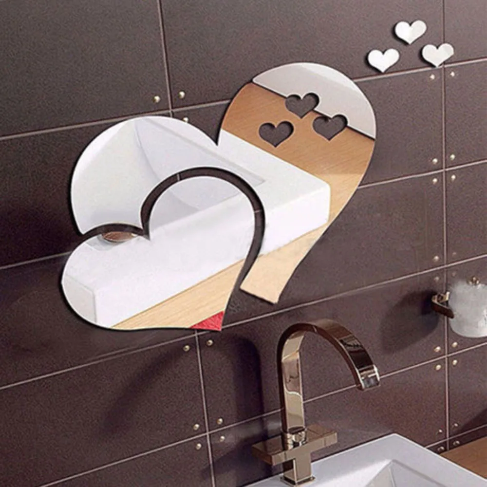 

3D Mirror Love Hearts Wall Sticker Decal DIY Home Room Removable Art Mural Decor Beautiful And Durable Smooth Mirror Sticker