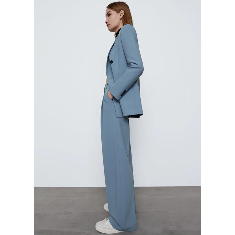 Nuevo 2021 doble Breasted traje de dos piezas para las mujeres de moda elegante mujer Chic traje de chaqueta y pantalones de las señoras de la Oficina Streetwear