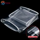 Прозрачные непромокаемые брезентовые занавески Tewango для балкона, уличная мягкая крышка из ПВХ, Водонепроницаемый брезент, сверхпрочный 0,35 мм