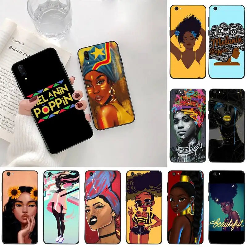 

Afro Black Girl Magic Queen Melanin Poppin Coque Shell Phone Case For Vivo Y91c Y17 Y51 Y67 Y55 Y93 Y81S Y19 V17 vivos5