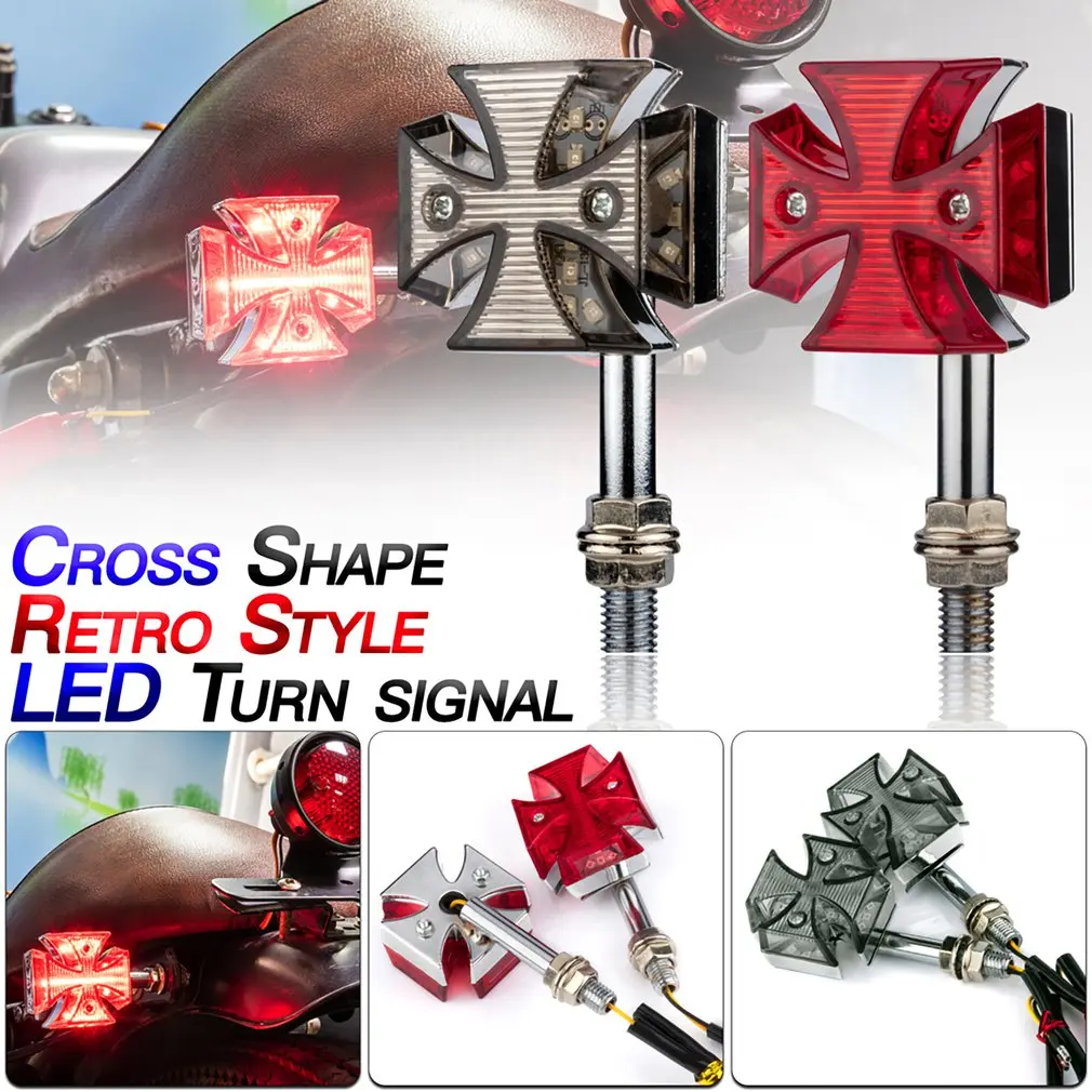 

2PCS Motorcycle 12V Turn Signal Cross Red LED Brake Running Turn Signal Indicator Sccoters Motorbike Tail Light Accessories