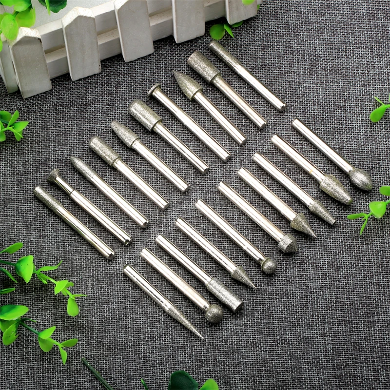 20Pcs Grit#120 Diamond Coated Rotary Grinding Cutting Point Burrs Drill Bit Head 6mm Shank for Die Grinder DIY Power Tool | Инструменты