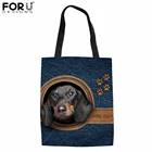 Забавная Женская многофункциональная сумка-тоут FORUDESIGNS с 3D принтом таксы, Льняная сумка для девочек, портативные экологически чистые сумки для покупок для работы и путешествий